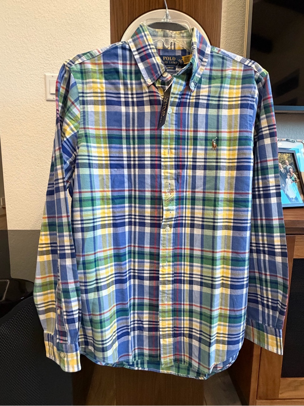 Ralph Lauren Blue, Green & Yellow Plaid Button-Down Shirt